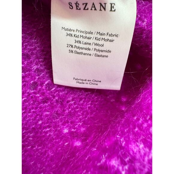 Sezane Rita Purple Fuschia Kid Mohair Wool Ruffle Sweater M - Picture 9 of 11